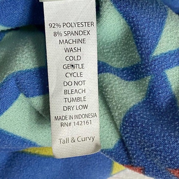 LulaRoe  Tall & Curvy Light Blue Multicolor Triangle Geometric Print Leggings - Picture 5 of 12